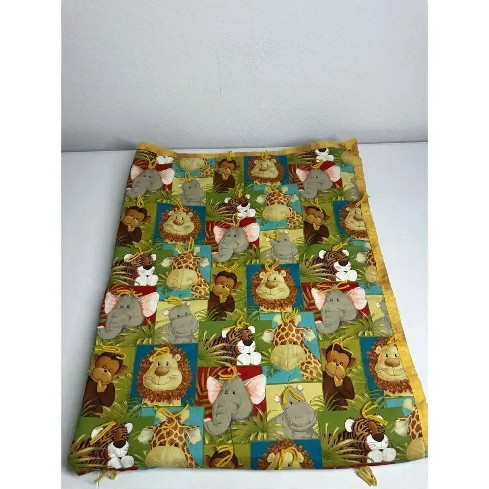Rare Vintage Zoo Animal Baby Cotton Blanket 52”x 43”